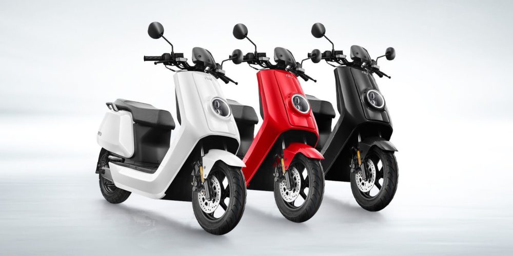 Niu electric mopeds in three colours